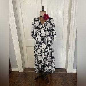 Women’s Faux Wrap Dress with Flutter Sleeves